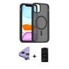 MARSİLYAN™- iPhone 11 Kılıf Siluet Minimal Prime - Siyah 6D Antistatik Mat Seramik Hayalet Nano Ekran Koruyucu + Raze Metal Kamera Lens - MR