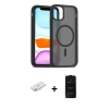 MARSİLYAN™- iPhone 11 Kılıf Siluet Minimal Prime - Siyah 6D Antistatik Mat Seramik Hayalet Nano Ekran Koruyucu + Renkli Kamera Lens Koruma Cam - SI