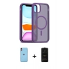MARSİLYAN™- iPhone 11 Kılıf Siluet Minimal Prime - Siyah 6D Antistatik Mat Seramik Hayalet Nano Ekran Koruyucu + Neon Fosforlu Kamera Lens - TU