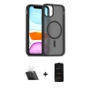 MARSİLYAN™- iPhone 11 Kılıf Siluet Minimal Prime - Siyah 6D Antistatik Mat Seramik Hayalet Nano Ekran Koruyucu + Kamera Lens Koruma Cam - SF