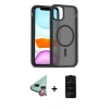 MARSİLYAN™- iPhone 11 Kılıf Siluet Minimal Prime - Siyah 6D Antistatik Mat Seramik Hayalet Nano Ekran Koruyucu + Raze Metal Kamera Lens - KI