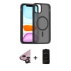 MARSİLYAN™- iPhone 11 Kılıf Siluet Minimal Prime - Siyah 6D Antistatik Mat Seramik Hayalet Nano Ekran Koruyucu + Raze Metal Kamera Lens - SH