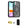 MARSİLYAN™- iPhone 11 Kılıf Siluet Minimal Prime - Siyah 6D Antistatik Mat Seramik Hayalet Nano Ekran Koruyucu + Rainbow Kamera Lens Koruma Cam - KI