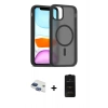 MARSİLYAN™- iPhone 11 Kılıf Siluet Minimal Prime - Siyah 6D Antistatik Mat Seramik Hayalet Nano Ekran Koruyucu + Pers Alüminyum Kamera Lens - LT