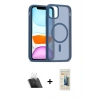 MARSİLYAN™- iPhone 11 Kılıf Siluet Minimal Prime - Siyah 6D Mat Seramik Hayalet Nano Ekran Koruyucu + Kamera Lens Koruma Cam - SF