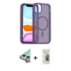 MARSİLYAN™- iPhone 11 Kılıf Siluet Minimal Prime - Siyah 6D Mat Seramik Hayalet Nano Ekran Koruyucu + Raze Metal Kamera Lens - KI