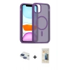 MARSİLYAN™- iPhone 11 Kılıf Siluet Minimal Prime - Siyah 6D Mat Seramik Hayalet Nano Ekran Koruyucu + Pers Alüminyum Kamera Lens - LT