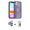 MARSİLYAN™- iPhone 11 Kılıf Siluet Minimal Prime - Siyah 6D Mat Seramik Hayalet Nano Ekran Koruyucu + Raze Metal Kamera Lens - MR
