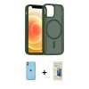 MARSİLYAN™- iPhone 11 Kılıf Siluet Minimal Prime - Siyah 6D Mat Seramik Hayalet Nano Ekran Koruyucu + Neon Fosforlu Kamera Lens - YL