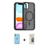 MARSİLYAN™- iPhone 11 Kılıf Siluet Minimal Prime - Siyah 6D Mat Seramik Hayalet Nano Ekran Koruyucu + Neon Fosforlu Kamera Lens - YL