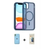 MARSİLYAN™- iPhone 11 Kılıf Siluet Minimal Prime - Siyah 6D Mat Seramik Hayalet Nano Ekran Koruyucu + Neon Fosforlu Kamera Lens - YL