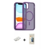 MARSİLYAN™- iPhone 11 Kılıf Siluet Minimal Prime - Siyah 6D Mat Seramik Hayalet Nano Ekran Koruyucu + Renkli Kamera Lens Koruma Cam - YL
