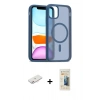 MARSİLYAN™- iPhone 11 Kılıf Siluet Minimal Prime - Siyah 6D Mat Seramik Hayalet Nano Ekran Koruyucu + Renkli Kamera Lens Koruma Cam - PE