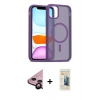 MARSİLYAN™- iPhone 11 Kılıf Siluet Minimal Prime - Siyah 6D Mat Seramik Hayalet Nano Ekran Koruyucu + Raze Metal Kamera Lens - SH