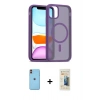 MARSİLYAN™- iPhone 11 Kılıf Siluet Minimal Prime - Siyah 6D Mat Seramik Hayalet Nano Ekran Koruyucu + Neon Fosforlu Kamera Lens - TU