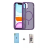 MARSİLYAN™- iPhone 11 Kılıf Siluet Minimal Prime - Siyah Bilvis 3D Cam Ekran Koruyucu + Neon Fosforlu Kamera Lens - YL