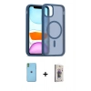 MARSİLYAN™- iPhone 11 Kılıf Siluet Minimal Prime - Siyah Bilvis 3D Cam Ekran Koruyucu + Neon Fosforlu Kamera Lens - YL