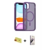 MARSİLYAN™- iPhone 11 Kılıf Siluet Minimal Prime - Siyah Bilvis 3D Mat Cam Ekran Koruyucu + Rainbow Kamera Lens Koruma Cam - KI