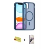 MARSİLYAN™- iPhone 11 Kılıf Siluet Minimal Prime - Siyah Bilvis 3D Mat Cam Ekran Koruyucu + Rainbow Kamera Lens Koruma Cam - KI
