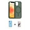 MARSİLYAN™- iPhone 11 Kılıf Siluet Minimal Prime - Siyah Bilvis 3D Mat Cam Ekran Koruyucu + Neon Fosforlu Kamera Lens - MI