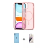 MARSİLYAN™- iPhone 11 Kılıf Siluet Minimal Prime - Siyah Bilvis 3D Mat Cam Ekran Koruyucu + Neon Fosforlu Kamera Lens - MI