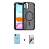 MARSİLYAN™- iPhone 11 Kılıf Siluet Minimal Prime - Siyah Bilvis 3D Mat Cam Ekran Koruyucu + Neon Fosforlu Kamera Lens - MI