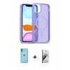 MARSİLYAN™- iPhone 11 Kılıf Siluet Minimal Prime - Siyah Bilvis 3D Mat Cam Ekran Koruyucu + Neon Fosforlu Kamera Lens - MI