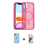 MARSİLYAN™- iPhone 11 Kılıf Siluet Minimal Prime - Siyah Bilvis 3D Mat Cam Ekran Koruyucu + Neon Fosforlu Kamera Lens - TU