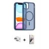 MARSİLYAN™- iPhone 11 Kılıf Siluet Minimal Prime - Siyah Bilvis 3D Mat Cam Ekran Koruyucu + Pers Alüminyum Kamera Lens - YL