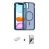 MARSİLYAN™- iPhone 11 Kılıf Siluet Minimal Prime - Siyah Bilvis 3D Mat Cam Ekran Koruyucu + Renkli Kamera Lens Koruma Cam - SI