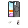 MARSİLYAN™- iPhone 11 Kılıf Siluet Minimal Prime - Siyah Bilvis 3D Mat Cam Ekran Koruyucu + Renkli Kamera Lens Koruma Cam - SI
