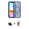 MARSİLYAN™- iPhone 11 Kılıf Siluet Minimal Prime - Siyah Bilvis 3D Mat Cam Ekran Koruyucu + Şeffaf Kamera Lens Koruma Cam