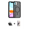 MARSİLYAN™- iPhone 11 Kılıf Siluet Minimal Prime - Siyah Bilvis 3D Mat Cam Ekran Koruyucu + Şeffaf Kamera Lens Koruma Cam
