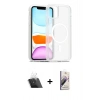 MARSİLYAN™- iPhone 11 Kılıf Siluet Minimal Prime - Siyah Bilvis 3D Mat Cam Ekran Koruyucu + Şeffaf Kamera Lens Koruma Cam