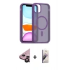 MARSİLYAN™- iPhone 11 Kılıf Siluet Minimal Prime - Siyah Bilvis 3D Mat Cam Ekran Koruyucu + Raze Metal Kamera Lens - SH