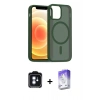MARSİLYAN™- iPhone 11 Kılıf Siluet Minimal Prime - Siyah Bilvis 5in1 3D Magic Cam Ekran Koruyucu + Mavi PVD Metal Kamera Lens