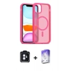 MARSİLYAN™- iPhone 11 Kılıf Siluet Minimal Prime - Siyah Bilvis 5in1 3D Magic Cam Ekran Koruyucu + Mavi PVD Metal Kamera Lens
