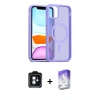 MARSİLYAN™- iPhone 11 Kılıf Siluet Minimal Prime - Siyah Bilvis 5in1 3D Magic Cam Ekran Koruyucu + Mavi PVD Metal Kamera Lens