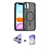 MARSİLYAN™- iPhone 11 Kılıf Siluet Minimal Prime - Siyah Bilvis 5in1 3D Magic Cam Ekran Koruyucu + Raze Metal Kamera Lens - MR
