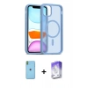 MARSİLYAN™- iPhone 11 Kılıf Siluet Minimal Prime - Siyah Bilvis 5in1 3D Magic Cam Ekran Koruyucu + Neon Fosforlu Kamera Lens - YL