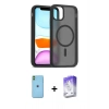 MARSİLYAN™- iPhone 11 Kılıf Siluet Minimal Prime - Siyah Bilvis 5in1 3D Magic Cam Ekran Koruyucu + Neon Fosforlu Kamera Lens - YL
