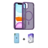 MARSİLYAN™- iPhone 11 Kılıf Siluet Minimal Prime - Siyah Bilvis 5in1 3D Magic Cam Ekran Koruyucu + Neon Fosforlu Kamera Lens - YL