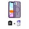 MARSİLYAN™- iPhone 11 Kılıf Siluet Minimal Prime - Siyah Bilvis 5in1 3D Magic Cam Ekran Koruyucu + PVD Metal Kamera Lens - TU