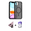 MARSİLYAN™- iPhone 11 Kılıf Siluet Minimal Prime - Siyah Bilvis 5in1 3D Magic Cam Ekran Koruyucu + Siyah Raze Metal Kamera Lens