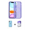 MARSİLYAN™- iPhone 11 Kılıf Siluet Minimal Prime - Siyah Bilvis 5in1 3D Magic Cam Ekran Koruyucu + Neon Fosforlu Kamera Lens - TU
