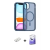 MARSİLYAN™- iPhone 11 Kılıf Siluet Minimal Prime - Siyah Bilvis 5in1 5D Magic Hayalet Cam Ekran Koruyucu + Sarı Renkli Kamera Lens Koruma Cam
