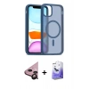 MARSİLYAN™- iPhone 11 Kılıf Siluet Minimal Prime - Siyah Bilvis 5in1 5D Magic Hayalet Cam Ekran Koruyucu + Siyah Raze Metal Kamera Lens