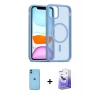 MARSİLYAN™- iPhone 11 Kılıf Siluet Minimal Prime - Siyah Bilvis 5in1 5D Magic Hayalet Cam Ekran Koruyucu + Neon Fosforlu Kamera Lens - MI