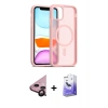 MARSİLYAN™- iPhone 11 Kılıf Siluet Minimal Prime - Siyah Bilvis 5in1 5D Magic Hayalet Cam Ekran Koruyucu + Siyah Raze Metal Kamera Lens