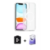 MARSİLYAN™- iPhone 11 Kılıf Siluet Minimal Prime - Siyah Bilvis 5in1 5D Magic Hayalet Cam Ekran Koruyucu + PVD Metal Kamera Lens - TU